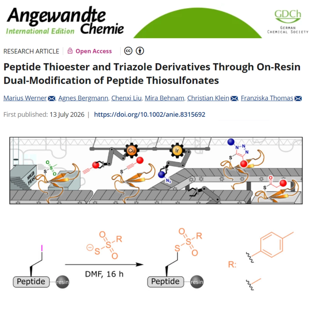 Thumbnail - Thomas,Klein - Peptide Thioester and Triazole Derivatives Through On-Resin Dual-Modification of Peptide Thiosulfonates